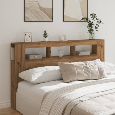 vidaXL LED κεφαλάρι Artisan Oak 180x18,5x103,5cm Κατασκευασμένο ξύλο