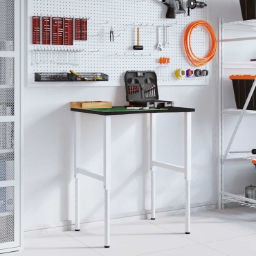 vidaXL πάγκος εργασίας σκούρο καφέ 80x60x(71,5-98) cm μασίφ ξύλο δρυς