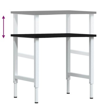 vidaXL πάγκος εργασίας σκούρο καφέ 80x60x(71,5-98) cm μασίφ ξύλο δρυς