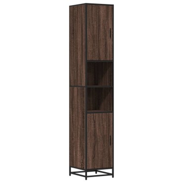 vidaXL Ντουλάπι μπάνιου καφέ δρυς 35x37,5x188,5cm Κατασκευασμένο ξύλο