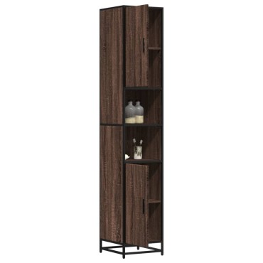 vidaXL Ντουλάπι μπάνιου καφέ δρυς 35x37,5x188,5cm Κατασκευασμένο ξύλο