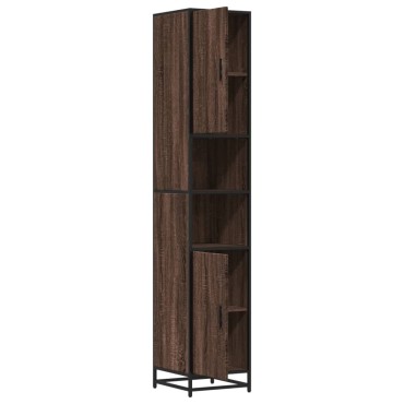 vidaXL Ντουλάπι μπάνιου καφέ δρυς 35x37,5x188,5cm Κατασκευασμένο ξύλο
