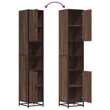 vidaXL Ντουλάπι μπάνιου καφέ δρυς 35x37,5x188,5cm Κατασκευασμένο ξύλο