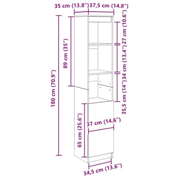 vidaXL Ντουλάπι Μαύρη δρυς 37,5x35x180cm από Επεξεργασμένο Ξύλο 1 τεμ.