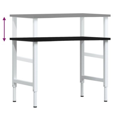 vidaXL πάγκος εργασίας σκούρο καφέ 100x60x(71,5-98) cm μασίφ ξύλο δρυς