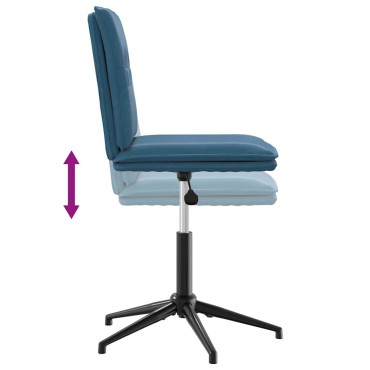 vidaXL Καρέκλα Τραπεζαρίας Μπλε Βελούδινη 44x50x(74-84) cm 1 τεμ.