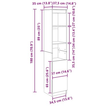 vidaXL Ντουλάπι Όψη Παλαιού Ξύλου 37,5x35x180cm Επεξεργασμένο Ξύλο 1 τεμ.