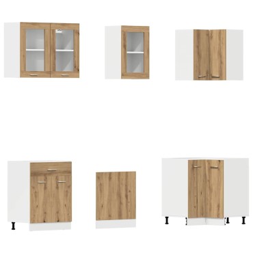 vidaXL 11 τεμαχίων σετ ντουλαπιών κουζίνας Artisan Oak Engineered Wood