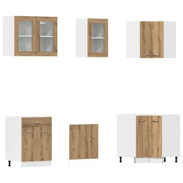 vidaXL 11 τεμαχίων σετ ντουλαπιών κουζίνας Artisan Oak Engineered Wood