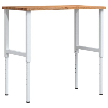 vidaXL πάγκος εργασίας ανοιχτό καφέ 100x60x(71,5-98)cm μασίφ ξύλο δρυς