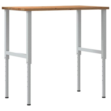 vidaXL πάγκος εργασίας ανοιχτό καφέ 100x60x(71,5-98)cm μασίφ ξύλο δρυς