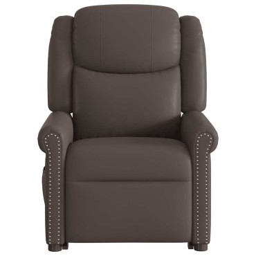 vidaXL Μόνιμη πολυθρόνα μασάζ Shiny Brown Faux Leather