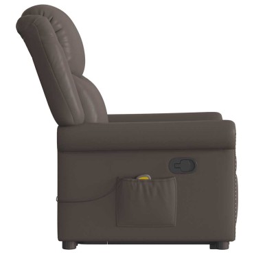 vidaXL Μόνιμη πολυθρόνα μασάζ Shiny Brown Faux Leather