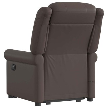 vidaXL Μόνιμη πολυθρόνα μασάζ Shiny Brown Faux Leather