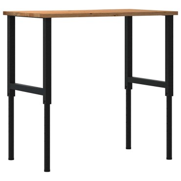 vidaXL πάγκος εργασίας ανοιχτό καφέ 100x60x(71,5-98)cm μασίφ ξύλο δρυς