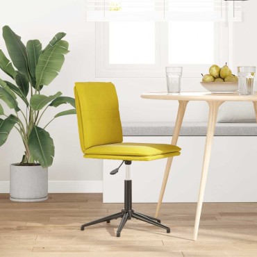 vidaXL Καρέκλα Τραπεζαρίας Κίτρινη Βελούδινη 44x50x(74-84) cm 1 τεμ.