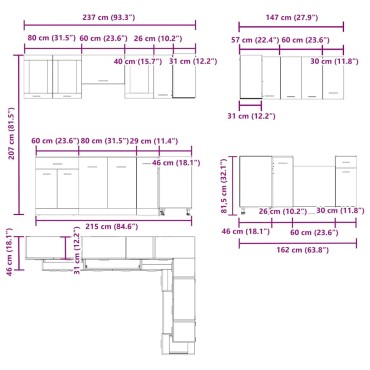 vidaXL 11 τεμαχίων Υπουργικό Συμβούλιο Κουζίνας Set Παλαιωμένο ξύλο