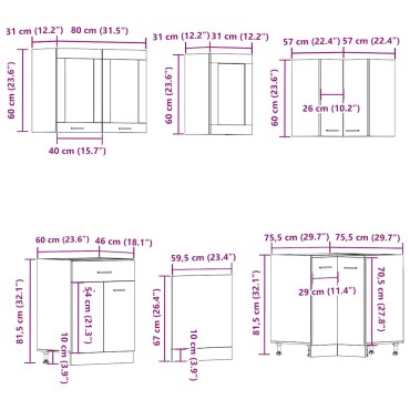 vidaXL 11 τεμαχίων Υπουργικό Συμβούλιο Κουζίνας Set Παλαιωμένο ξύλο