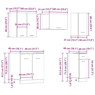 vidaXL 11 τεμαχίων Υπουργικό Συμβούλιο Κουζίνας Set Παλαιωμένο ξύλο