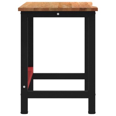 vidaXL Πάγκος Εργασίας Καφέ Σκούρο 140x60x81,5 cm Μασίφ Ξύλο Δρυς