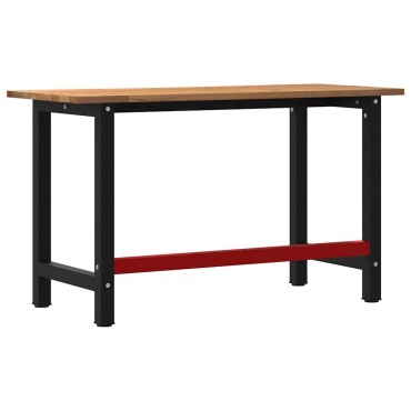 vidaXL Πάγκος Εργασίας Καφέ Σκούρο 140x60x81,5 cm Μασίφ Ξύλο Δρυς
