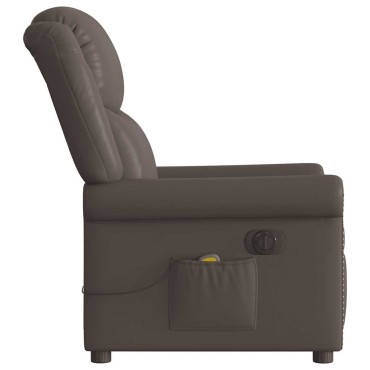 vidaXL Ηλεκτρική καρέκλα ανάκλισης μασάζ Shiny Brown Faux Leather