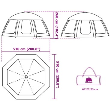 vidaXL Σκηνή πισίνας αφαιρούμενη μύγα & Τοίχοι ματιών Γκρι 510x510 cm