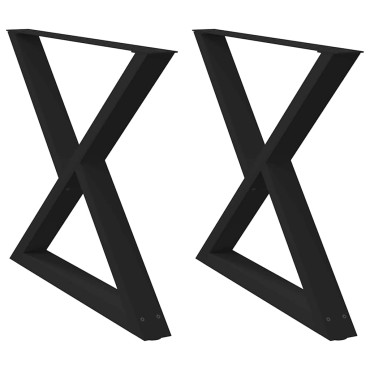 vidaXL Πόδια τραπεζαρίας 2 τεμ. Μαύρο 90x(72-73,3)cm Χάλυβας