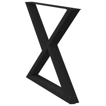 vidaXL Πόδια τραπεζαρίας 2 τεμ. Μαύρο 90x(72-73,3)cm Χάλυβας