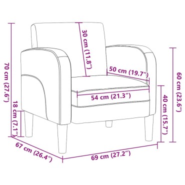 vidaXL Καναπές-καρέκλα με μπράτσα Μαύρο 54cm Faux Leather 1 τεμ.