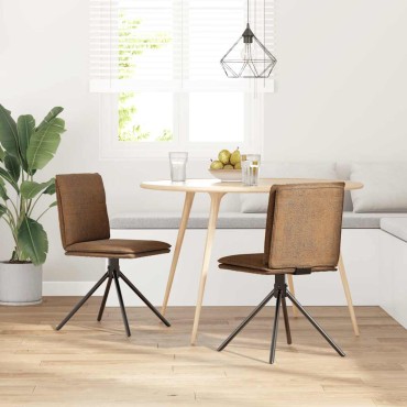 vidaXL Καρέκλα τραπεζαρίας καφέ δέρμα Faux Suede 46,5x53x84 cm 1 τεμ.