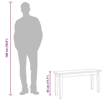 Πάγκος vidaXL από μασίφ ξύλο καουτσούκ 90x30x45cm