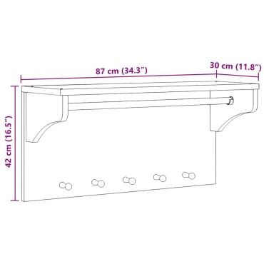 vidaXL Επίτοιχη κρεμάστρα παλτών SANDNES 87x30x42 εκ. Πεύκο μασίφ ξύλο