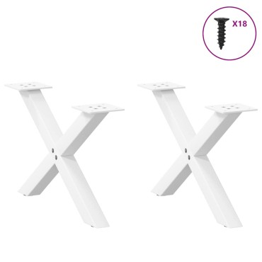 vidaXL Πόδια Τραπεζιού Σαλονιού σε Σχήμα Χ, 2 τεμ. Λευκά 50x(30-31)cm Ατσάλι