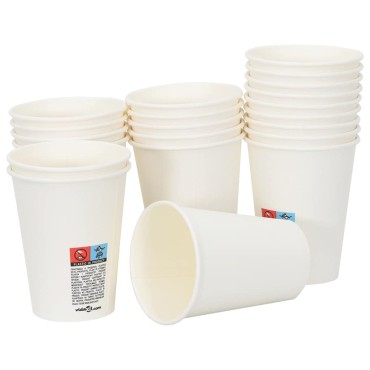 vidaXL Χάρτινα κύπελλα καφέ 1000 τεμάχια 12oz 300ml Λευκό