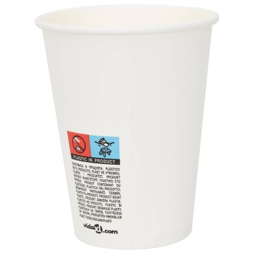 vidaXL Χάρτινα κύπελλα καφέ 1000 τεμάχια 12oz 300ml Λευκό