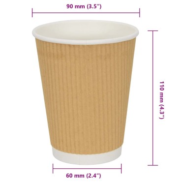 vidaXL Χάρτινα ποτήρια καφέ 500 τεμάχια 12oz 300ml καφέ