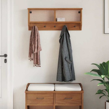 vidaXL Επίτοιχη κρεμάστρα παλτών SANDNES 87x12x35 εκ. Πεύκο μασίφ ξύλο