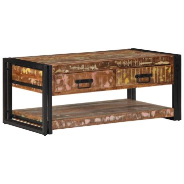 vidaXL Τραπεζάκι σαλονιού πολύχρωμο 90x50x38cm Ξύλο μασίφ αναγεννημένο 1 τεμ.