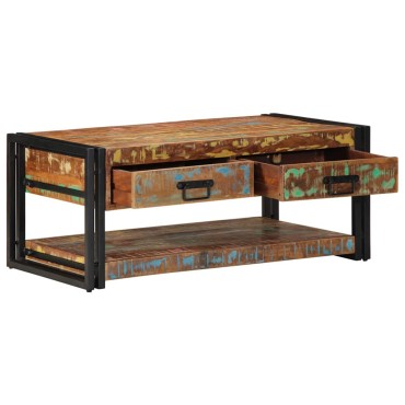 vidaXL Τραπεζάκι σαλονιού πολύχρωμο 90x50x38cm Ξύλο μασίφ αναγεννημένο 1 τεμ.