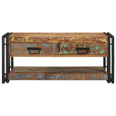 vidaXL Τραπεζάκι σαλονιού πολύχρωμο 90x50x38cm Ξύλο μασίφ αναγεννημένο 1 τεμ.