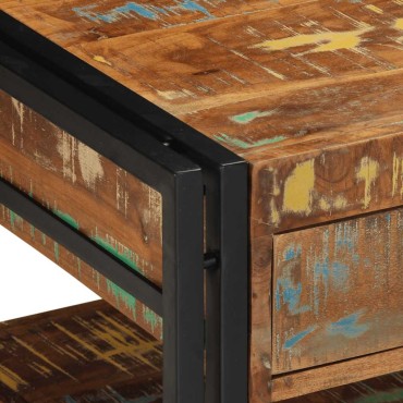 vidaXL Τραπεζάκι σαλονιού πολύχρωμο 90x50x38cm Ξύλο μασίφ αναγεννημένο 1 τεμ.