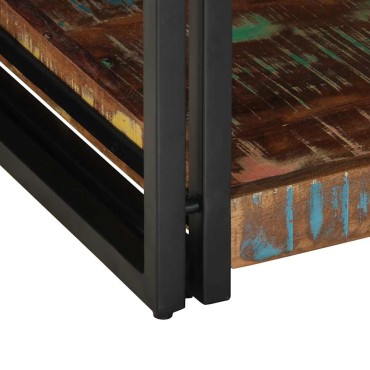 vidaXL Τραπεζάκι σαλονιού πολύχρωμο 90x50x38cm Ξύλο μασίφ αναγεννημένο 1 τεμ.