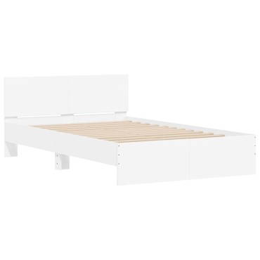vidaXL Πλαίσιο Κρεβατιού με Κεφαλάρι/LED Λευκό 140 x 200 εκ
