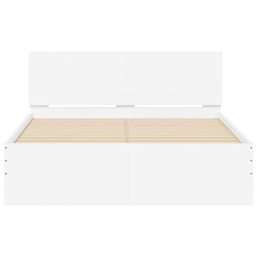 vidaXL Πλαίσιο Κρεβατιού με Κεφαλάρι/LED Λευκό 140 x 200 εκ