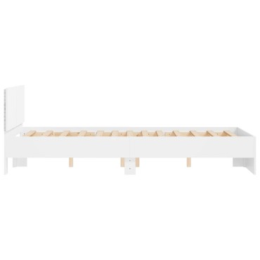 vidaXL Πλαίσιο Κρεβατιού με Κεφαλάρι/LED Λευκό 140 x 200 εκ