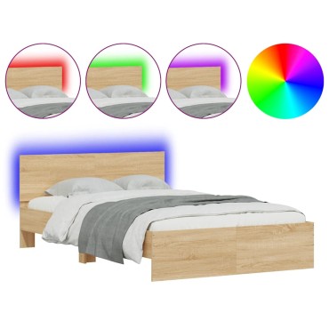 vidaXL Πλαίσιο Κρεβατιού με Κεφαλάρι/LED Sonoma δρυς 120x200 εκ.