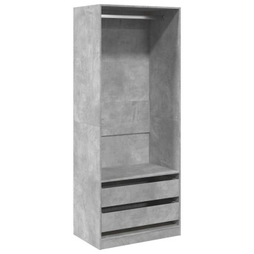 vidaXL Ντουλάπα Γκρι του Σκυροδέματος 80x50x200cm Επεξεργασμένο Ξύλο 1 τεμ.