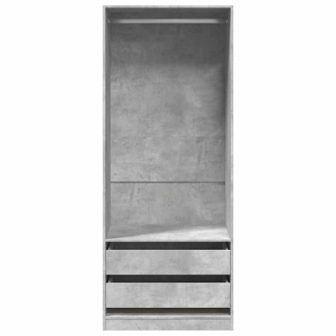 vidaXL Ντουλάπα Γκρι του Σκυροδέματος 80x50x200cm Επεξεργασμένο Ξύλο 1 τεμ.