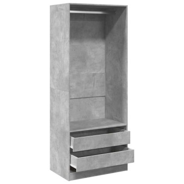 vidaXL Ντουλάπα Γκρι του Σκυροδέματος 80x50x200cm Επεξεργασμένο Ξύλο 1 τεμ.